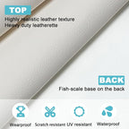 White Faux Leather Fabric 79"×55" Lychee Grain Upholstery Vinyl - Image 2