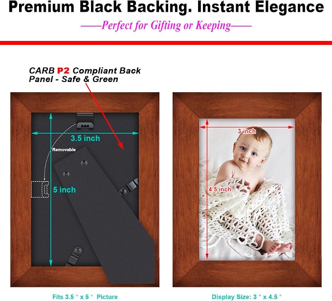 RPJC 3.5x5 inch Picture Frame Made of Solid Wood High Definition Glass - Image 8