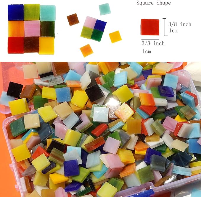 Lanyani 1050 Pieces Mixed Shapes Glass Mosaic Tiles - Image 4