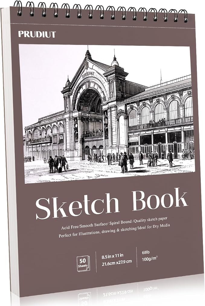 Sketch Book 8.5×11 inch, Spiral Bound Sketch Pad 50 Sheets, Acid-Free Sketchbook by Prudiut
