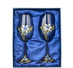 Simcat Handmade Painted Enamel Flower Glass Wine Glasses Transparent Refined - Image 2