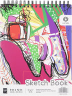 CONDA 9 x 12 Inch Sketchbook, Top Spiral Bound Sketch Pad, 100 Sheets, Durable by CONDA