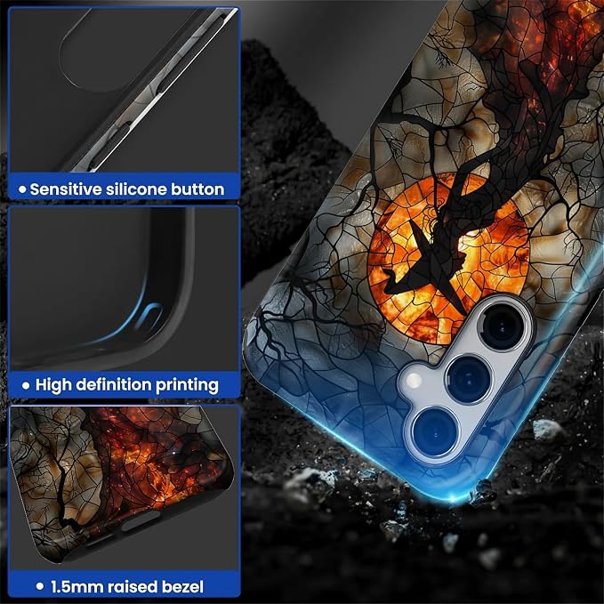 Case for Samsung Galaxy S25 FE, Halloween Witch Moon Stained Glass Design - Image 4