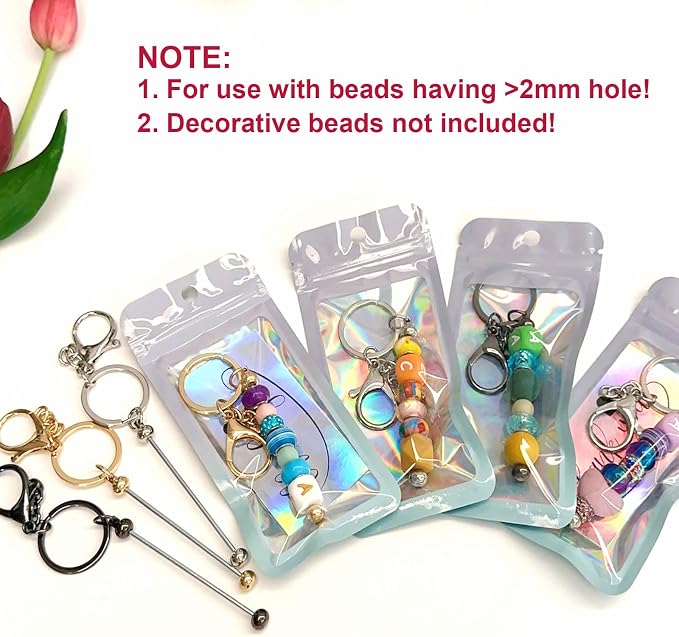42/84/126 Pcs Beadable Keychain Bars Bulk Blank DIY Beaded Keychain Making - Image 8
