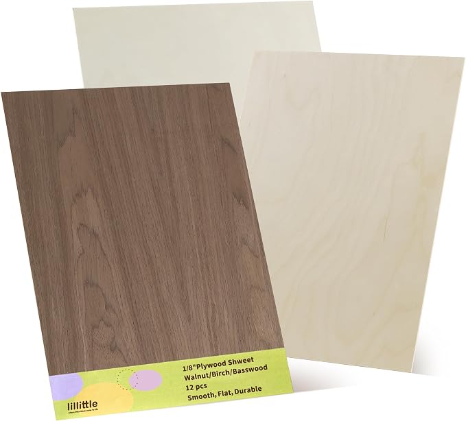 12 Pack Walnut Wood Plywood Sheets, Smooth Surface, Uniform Thickness, No Burrs by lilLittle