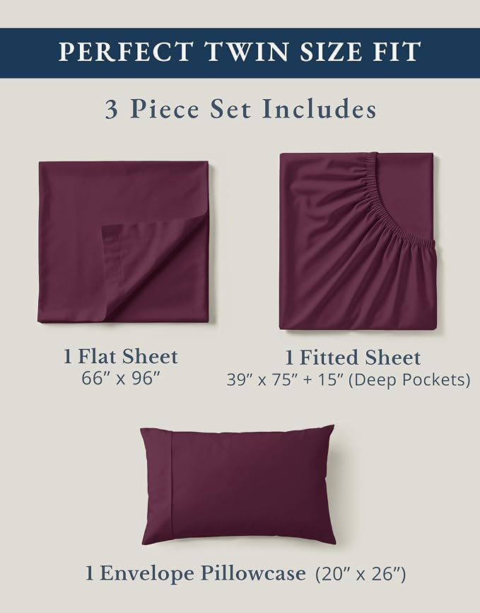 LANE LINEN Sustainably Produced 100% Organic Cotton Twin Bed Sheet Set - Image 4