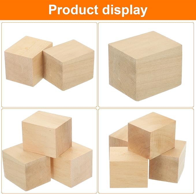 MECCANIXITY 4Pcs Basswood Carving Block, 1.6"x1.6"x2" Square Wooden Dowels - Image 4