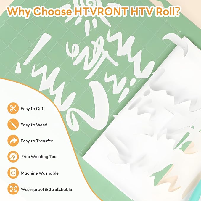 HTVRONT White HTV Roll Heat Transfer Vinyl - Image 3