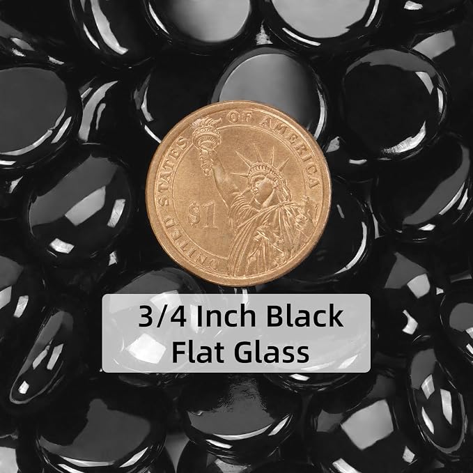 2LB Black Flat Glass Marbles for Vases, Gemstone Beads Vase Filler Decorative - Image 2