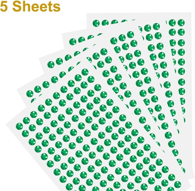 HARFINGTON 5 Sheet/800pcs Rhinestone Adhesive Stickers Self Adhesive Acrylic - Image 3