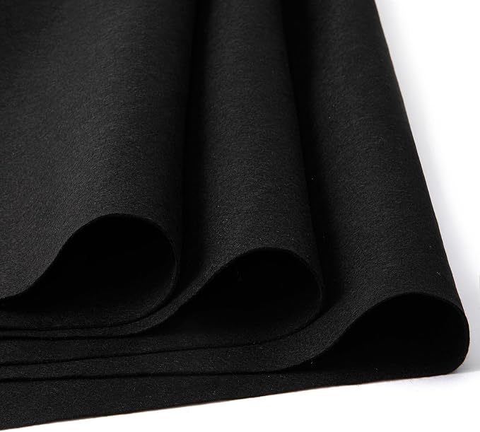 HaoFeijh Black Felt Fabric 36" x 36", 1.4mm Thick Soft Black Felt Fabric Sheet by HaoFeiJH