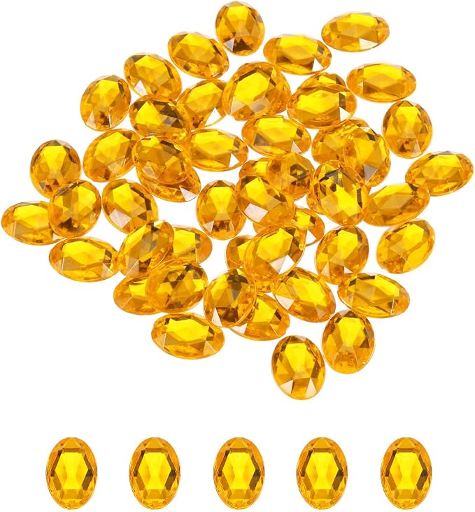MECCANIXITY 50Pcs Acrylic Oval Gems 13x18 mm Flat Back Artificial Rhinestones by MECCANIXITY