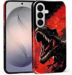 for Samsung Galaxy S26+ Case, Cool Dinosaur Red Black Pattern Glossy 2 in 1 by Teonvpu