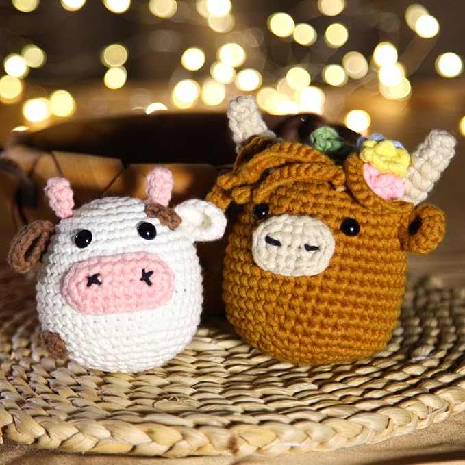 CrochetBox Crochet Kit for Beginner, Highland Cow and Cow Learn How to Crochet - Image 7