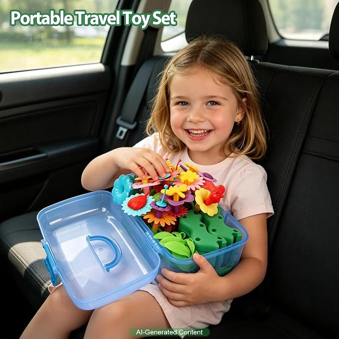 IQKidz Toddler Toys for Girls 2-4 Years Old, Flower Garden Building - Image 4