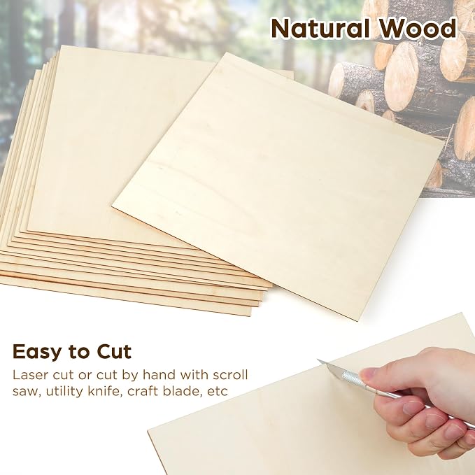 LotFancy Basswood Sheets, 12 Pack, Plywood Sheets - Image 3
