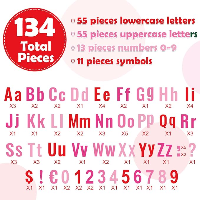 FYSUIMU 134 Pcs Valentine's Day Bulletin Board Letters Alphabet Number Symbol - Image 4