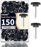 150 PCS Flat Black Push Pins for Wall Clear Thumb Tacks for Walls Flat by OIAOIW