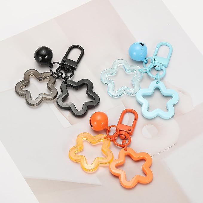 PATIKIL Star Keychain, Candy Color Acrylic Pentagram Keychain Stars Charms Bell - Image 5