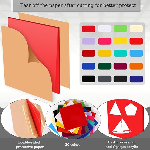 Adrattnay Acrylic Sheets 1/8" Thick, Opaque Colored Acrylic Panels - Image 3
