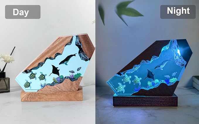 Humpback Whale Ocean Resin Lamp, Handmade Resin Night Light - Image 2