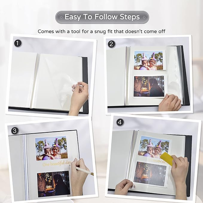 Popotop Large Photo Album Self Adhesive 4x6 5x7 8x10 Scrapbook Album DIY - Image 4