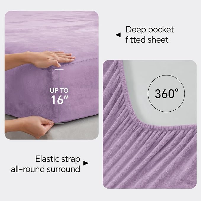 BEDELITE Flannel Sheets Queen Size Lavender - Image 4