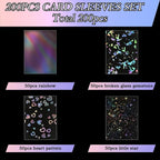 200pcs Holographic Card Sleeves 66x91mm Cute Photocard Sleeves Laser Flashing - Image 2