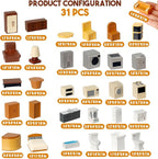 Hiawbon 31PCS Miniature Furniture Set, 1：48 Scale Resin Miniature Accessories - Image 2