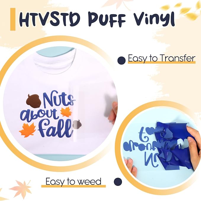 HTVSTD Puff HTV Heat Transfer Vinyl 8 Sheets 12×10in Iron on Vinyl | Puffy - Image 3