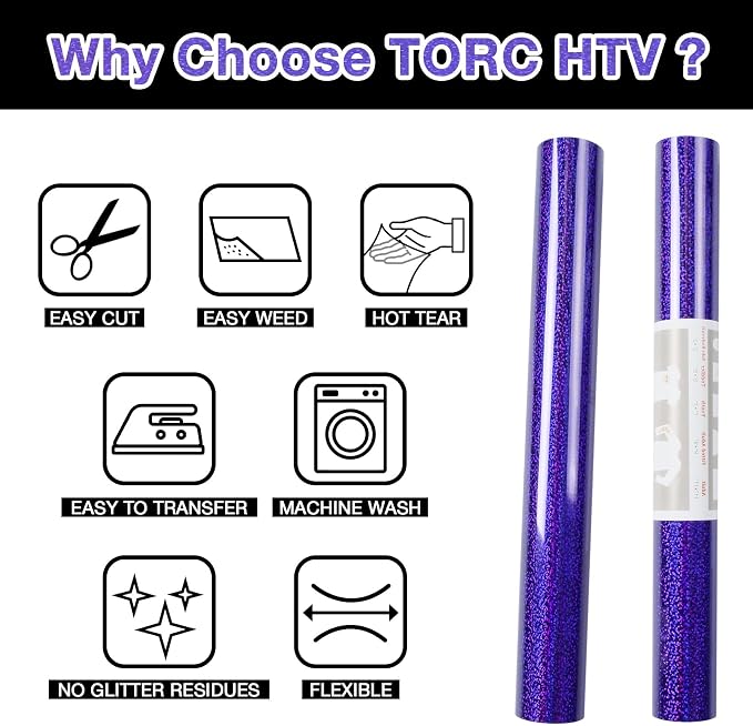 TORC Navy Blue Holographic HTV Heat Transfer Vinyl Roll 12 in x 10 ft Iron-on - Image 2