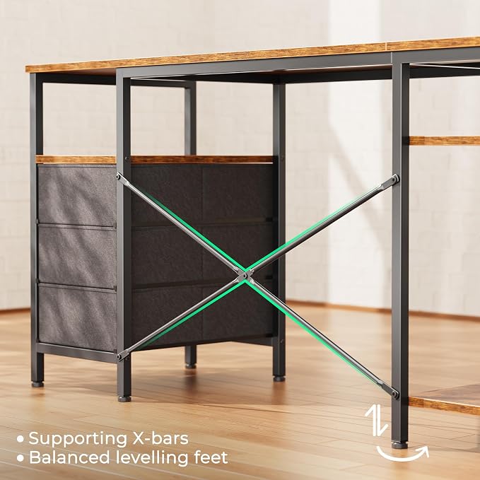 Huuger L Shaped Desk with Power Outlets, 63 Inch Reversible Computer Desk with - Image 9