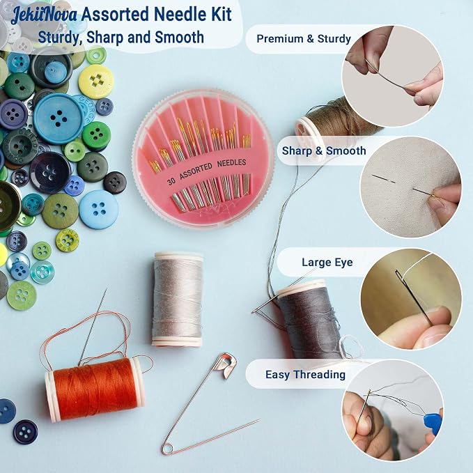 30 Pack Premium Hand Sewing Needles, Large Eye Stitching Needles - Image 4