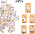 stino Tiny Crystal Clear Cubic Zirconia Charms Set, 40 Pieces | Mixed Shapes - Image 2
