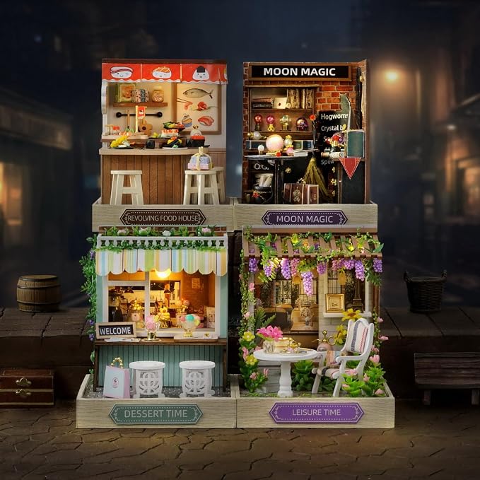 Miniature House Kit, CUTEROOM Tiny House Kit Wooden Dollhouse Kit Mini House - Image 6
