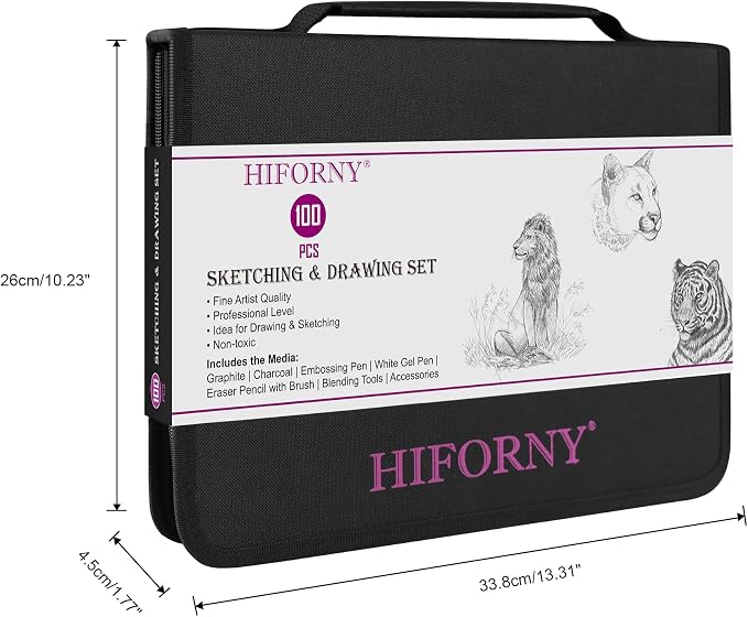 HIFORNY 100 PCS Drawing Set Sketching Kit, Sketch Pencils Art Supplies - Image 8