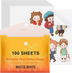 HTVRONT Printable Vinyl Sticker Paper, 100 Sheets Matte Waterproof Sticker Paper by HTVRONT