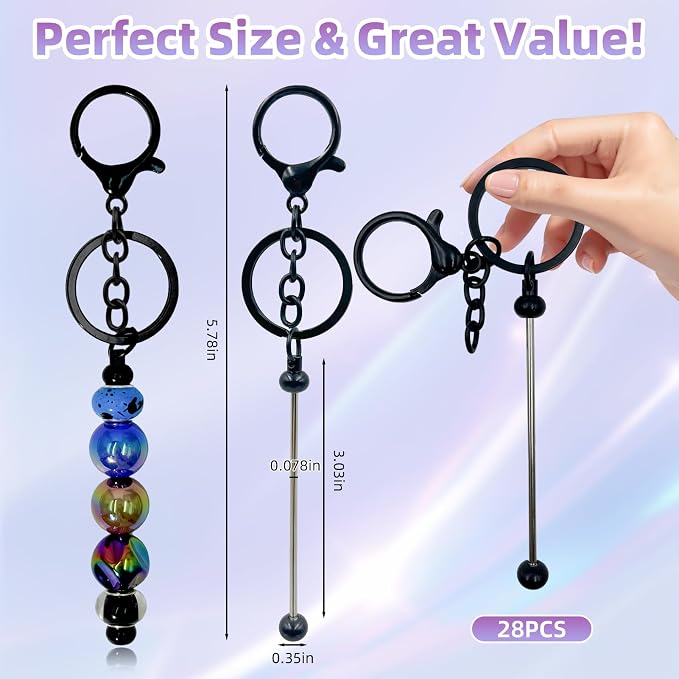28 Pcs Beadable Keychain Bars - Image 2