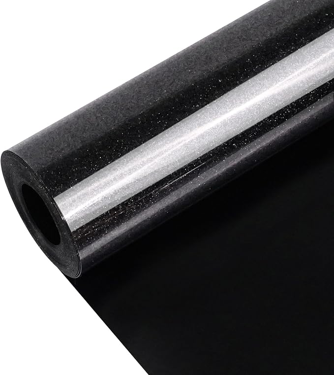 Black Glitter Heat Transfer Vinyl, Glitter Iron-On by Unknown