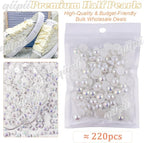qiipii 220PCS 10mm White AB Round Half Round Pearls - Image 2