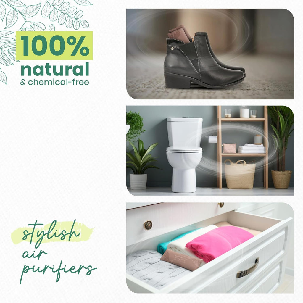 Roonin Activated Charcoal Odor Absorber - Bamboo Charcoal Air Purifying Bag - Activated Charcoal Bags Odor Absorber Packets - Home Deodorizer Odor Eliminator (6-pack)