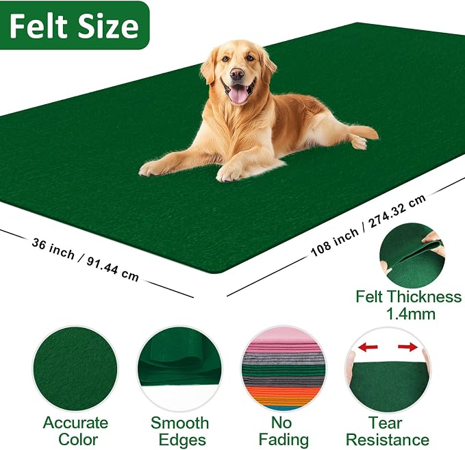 XSEINO Moss Green Large Felt Fabric 108" X 36 ", 1.4 mm Thick Soft Felt Fabric - Image 2