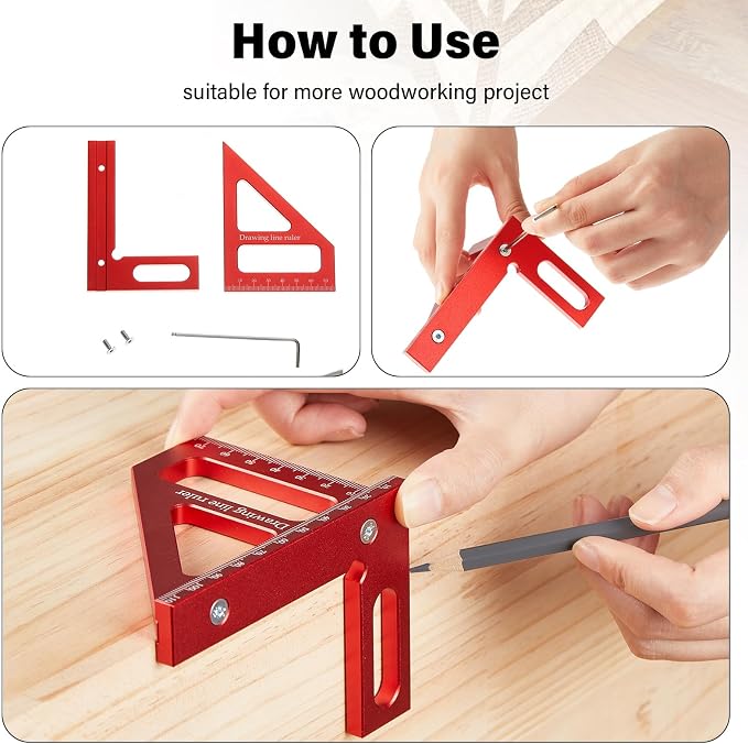 4 Pcs Woodworking Ruler, Metal Precision Pocket Rulers 12, 6 Inch - Image 5
