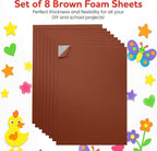 Self-Adhesive EVA Foam Sheets for Crafts – 2mm Thickness 8 Brown Sheets - Image 3