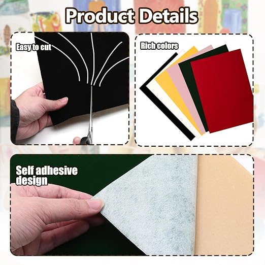Biaungdo Self Adhesive Felt Sheets, Dark Green, 8 x 12 Inch | A4 Size, Felts - Image 4