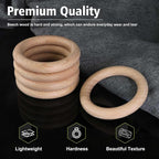 FoDau770 10pcs Natural Beech Wooden Rings, Unfinished Solid Wood Rings Heavy - Image 3