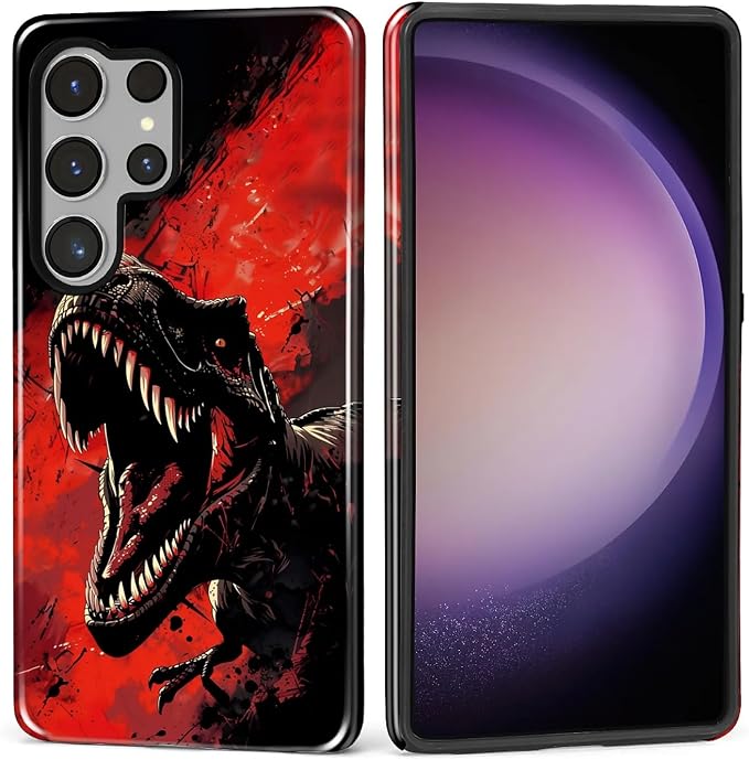 for Samsung Galaxy S25 Ultra Case, Cool Dinosaur Red Black Pattern Glossy 2 in by Teonvpu