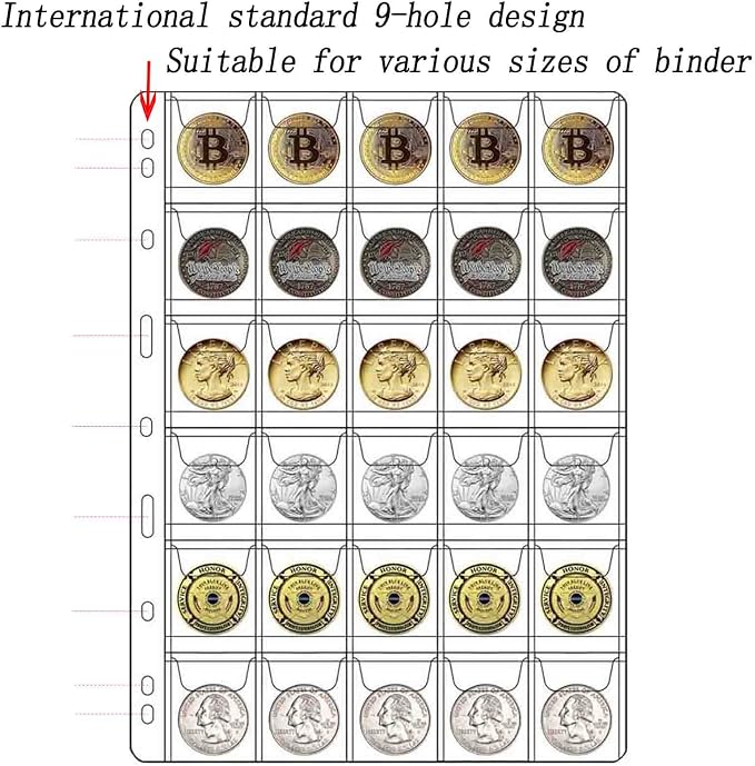 10 Sheets Coin Collection Supplies Pages, Coins Collecting Pocket Page - Image 4