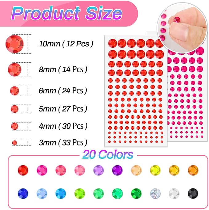 2800 Pcs Self Adhesive gems Stickers - Image 3