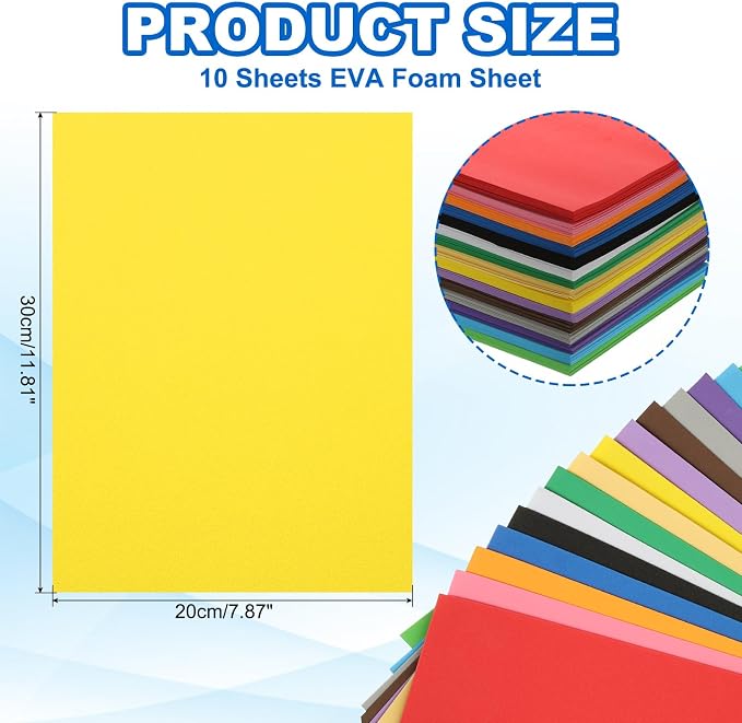 PATIKIL 10 Pcs Yellow EVA Foam Sheets, 12 x 8 Inches Foam Sheets - Image 2